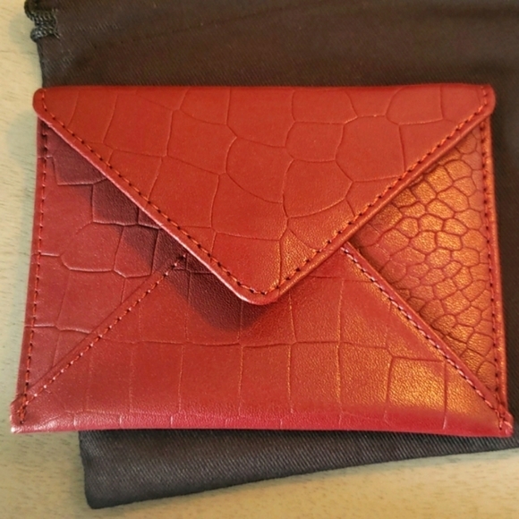 Rachel Miriam Accessories - NWOT Rachel Miriam Leather Card Case Lined Bordeaux Incl Protective Bag